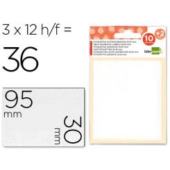 Etiquetas LIDERPAPEL sobre de 10 h. + 2 h. obsequio 30x95 mm 2 unidades por hoja