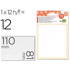 Etiquetas LIDERPAPEL sobre de 10 h. + 2 h. obsequio 81x110 mm 1 unidad por hoja