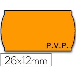 Etiquetas Meto Adh.Normal 26X12 mm Naranja Fluor 2 Rollo 1.500 Uds.