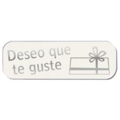 Etiquetas Regalo Adh. Holograficas Rollo  250 Uds. 45X15  Deseo Que Te Guste  Blanco
