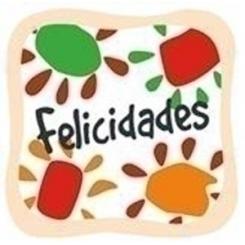 Etiquetas Regalo Adh. Rollo  250 Uds.  Felicidades  Color (Medida Real 4,5 Cm. X 4,5 Cm)
