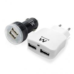 Ewent EW1206 cargador de dispositivo móvil Negro, Blanco Auto, Interior