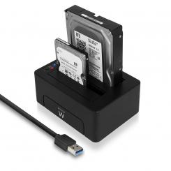 EWENT EW7014 base de conexión para disco duro USB 3.2 Gen 1 (3.1 Gen 1) Type-A Negro