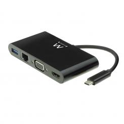Ewent EW9827 base para portátil y replicador de puertos USB 3.2 Gen 1 (3.1 Gen 1) Type-C Negro
