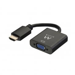 EWENT EW9864 adaptador de cable de vídeo 0,2 m HDMI VGA, 3.5mm Negro