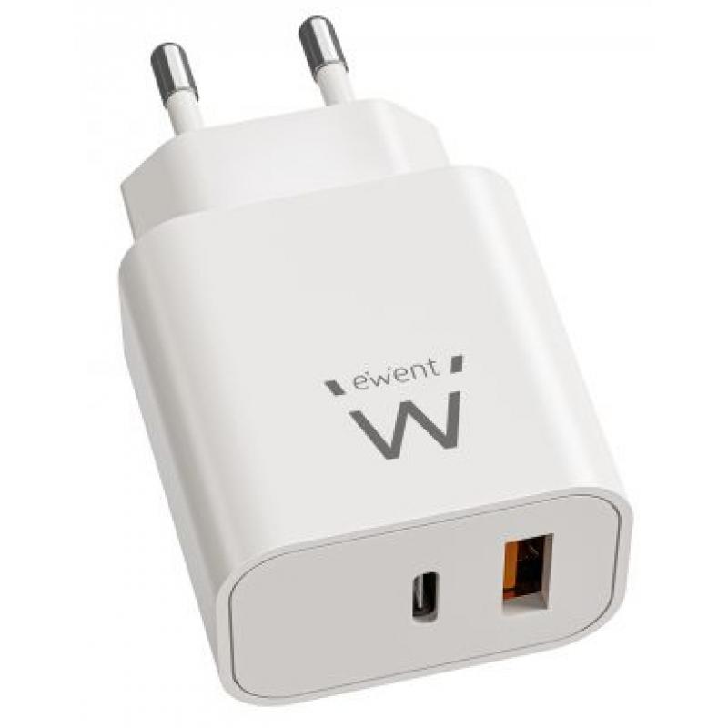 ewent-cargador-rapido-gan-de-20w-usb-c-pd-y-usb-a-qc-diseno-compacto