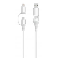 Ewent EC1075 cable USB USB 2.0 1 m USB A/USB C USB C/Lightning 0,48 Gbit/s 60 W Blanco