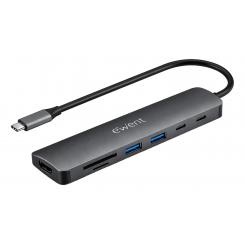 Ewent EW1152 base para portátil y replicador de puertos Alámbrico USB 3.2 Gen 1 (3.1 Gen 1) Type-C Gris