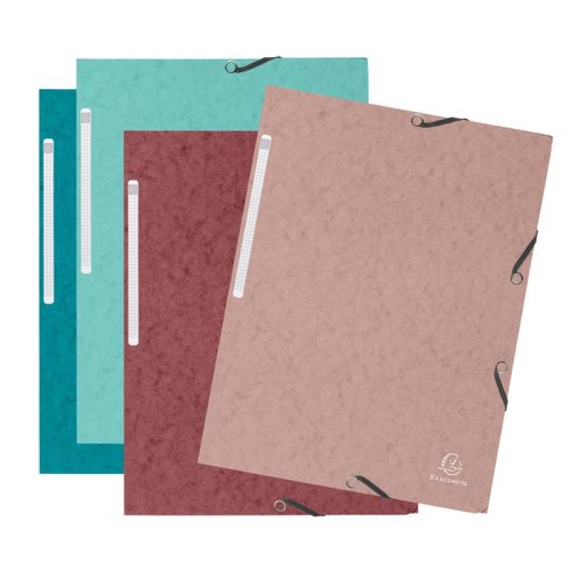 Exacompta Carpeta de Gomas Carton Tres solapas Din A4 Lote de 4 Unidades Colores Surtidos