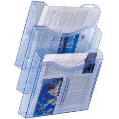 Expositor mural Archiplay Archivo 2000 3 compartimentos A4 horizontal ( 6 separadores )  100x325x360 mm azul transparente