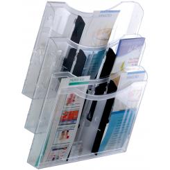Expositor mural Archiplay Archivo 2000 3 compartimentos A4 horizontal ( 6 separadores )  100x325x360 mm cristal transparente