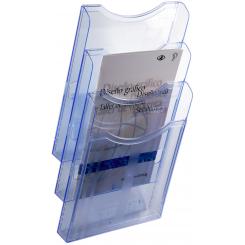 Expositor mural Archiplay Archivo 2000 3 compartimentos A4 vertical  105x235x445 mm azul transparente