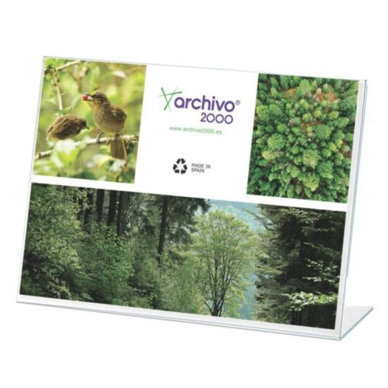 Expositor sobremesa en forma de L ARCHIVO 2000 A3 horizontalpoliestireno ultra transparente resistente