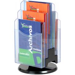Expositor sobremesa giratorio Archiplay Archivo 2000 6 compartimentos A4 vertical  275x465 mm azul transparente