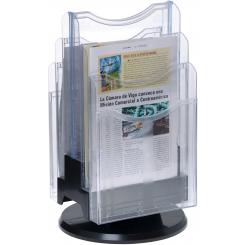 Expositor sobremesa giratorio Archiplay Archivo 2000 6 compartimentos A4 vertical  275x465 mm cristal transparente
