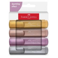 FABER CASTELL Estuche 4 marcadores Textliner Metallic