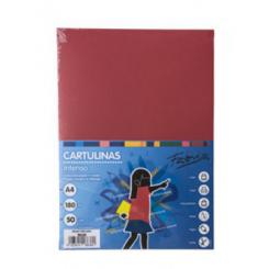 FABRISA Cartulina 180G A4 50H Rojo Oscuro