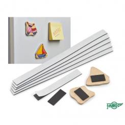 FAIBO Bandas magnéticas adhesivas cintas imantadas de uso escolar, 10 bandas de 100 x 20 x 1 mm.