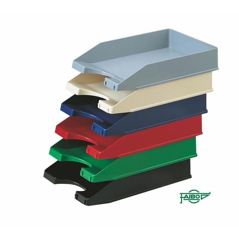 FAIBO Bandeja robusta en poliestireno apilable con portaetiquetas color gris 350x250x65mm