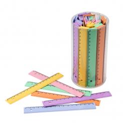 FAIBO Bote con 100 reglas escolares de 16 cm en colores surtidos pastel