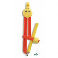 FAIBO Compás escolar de plástico con adaptador universal y lápiz de grafito, longitud 140 mm