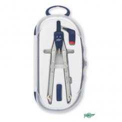 FAIBO Compás SERIE BLUE-LINE con adaptador universal y caja de minas, de ajuste rápido, ambos brazos articulados, longitud 165 mm