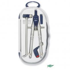 FAIBO Compás SERIE BLUE-LINE con adaptador universal y caja de minas, de ajuste rápido, con alargadera, ambos brazos articulados, longitud 165 mm