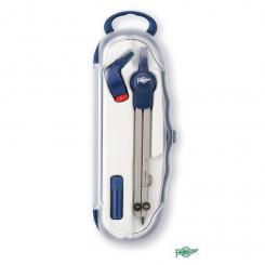 FAIBO Compás SERIE BLUE-LINE con adaptador universal y caja de minas, un brazo articulado, longitud 138 mm
