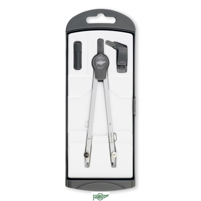 FAIBO Compás SERIE TECHNICAL2000 con adaptador universal, ambos brazos articulados y caja de minas, longitud 150 mm