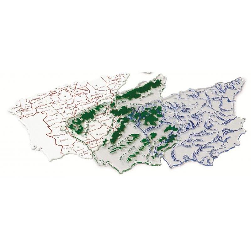 Faibo Juego 3 Mapas de España con bolsa 15 x 12,5 cm.
