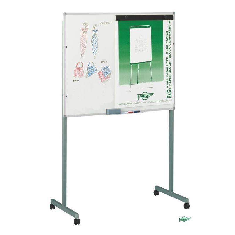 faibo-pizarra-estratificada-blanca-con-pinza-para-blocs-c-soporte-metalico-c-ruedas-c-cajetin-122-x-150
