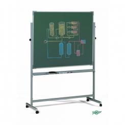 Faibo Pizarra volteable c/ruedas y pizarra en marco aluminio, dos caras de trabajo estratificada una en blanco y la otra en verde., 122 x 200