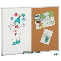 Faibo Pizarras doble uso, corcho / blanca, con marco alumunio. Se suministran con cajetín de aluminio de 40 cm., 90 x 120
