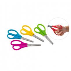 FAIBO Tijeras escolares de acero inoxidable y empuñadura de plástico en bolsa individual 13,5 cms