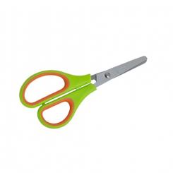 FAIBO Tijeras escolares de acero inoxidable y empuñadura soft bi-materia en bolsa individual, 14 cms
