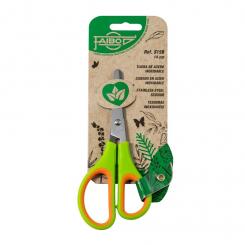 FAIBO Tijeras escolares de acero inoxidable y empuñadura soft bi-material en blíster individual, 14 cms