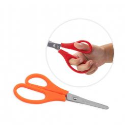 FAIBO Tijeras escolares para zurdos de acero inoxidable y empuñadura de plástico en bolsa individual 13,5 cms