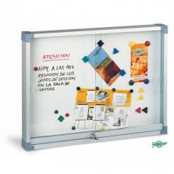 Faibo Vitrinas para anuncios, estructura de aluminio, superficie metálica blanca, puertas de cristal., 100 x 146