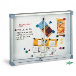Faibo Vitrinas para anuncios, estructura de aluminio, superficie metálica blanca, puertas de metacrilato., 60 x 80