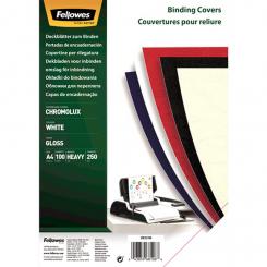 FELLOWES Pack de 100 portadas en cartón alto brillo Chromolux Blancas A4 250 gr.