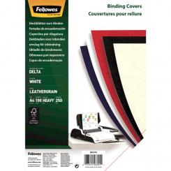 FELLOWES Pack de 100 portadas en cartón símil piel Delta Cuero Blancas A4 250 gr.