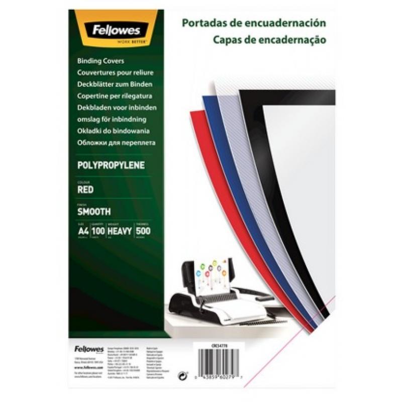 fellowes-pack-de-100-portadas-pp-rojo-a4-450-micras