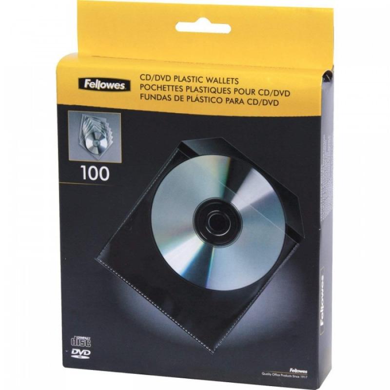 Fellowes Pack de 100 sobres plástico CDS transparentes