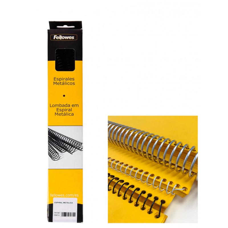 FELLOWES Pack de 25 espirales metálicas Negras 42 mm / paso 5:1