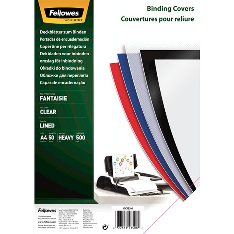 fellowes-pack-de-50-portadas-pp-transparente-450-micras-rayada