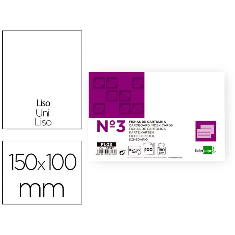 ficha-liderpapel-lisa-nº3-100x150mm-paquete-de-100-180g