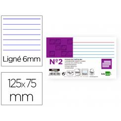 Ficha LIDERPAPEL rayada nº2 75x125 mm 180g/m2 paquete de 100 unidades