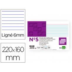 Ficha LIDERPAPEL rayada nº5 160x220 mm 180g/m2 paquete de 100 unidades
