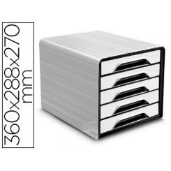 Fichero Cajones De Sobremesa CEP 5 Cajones Blanco/Negro 360X288X270 mm