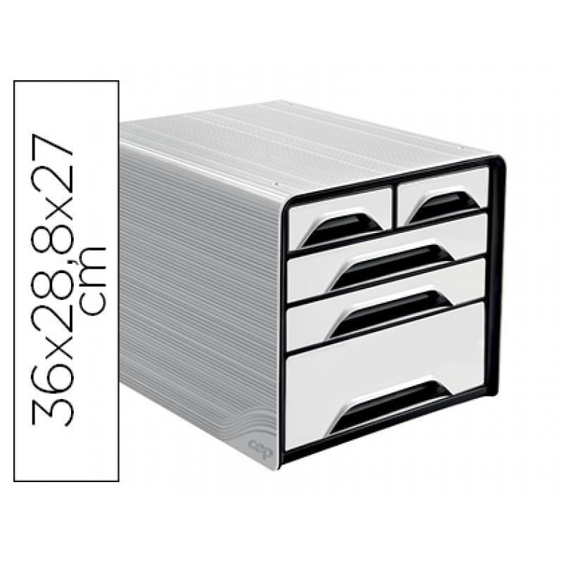 fichero-cajones-de-sobremesa-cep-5-cajones-mixtos-blanco-negro-360x288x270-mm